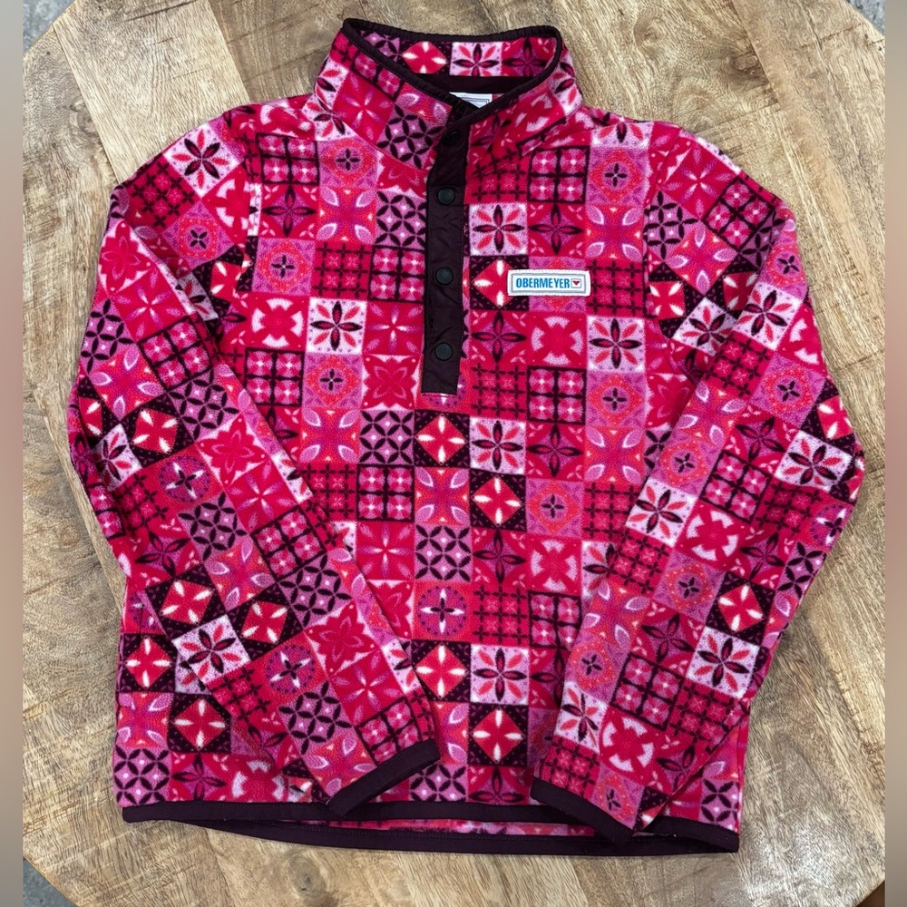 Obermeyer Red and Pink Patterned Fleece Pullover